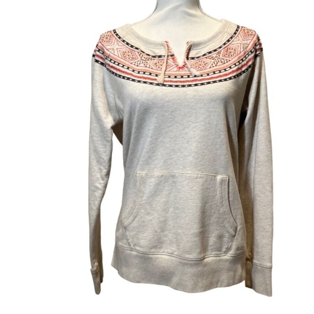Lucky Brand Women's Tribal Native Embellished Fleece‎ Sweatshirt Size Medium
